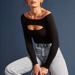 Black off the shoulder bodysuit